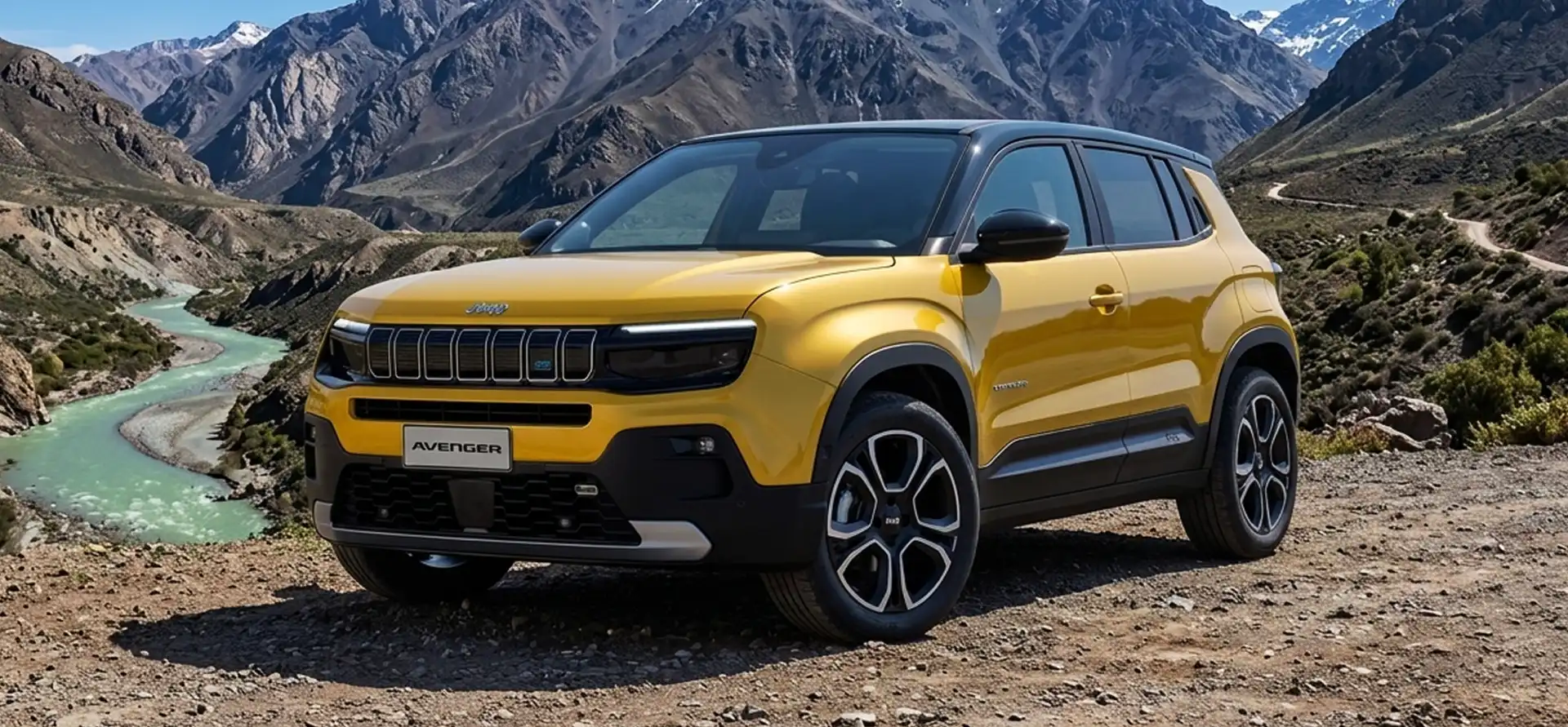 Jeep Avenger en una escapada al Cajón del Maipo, rodeado de montañas